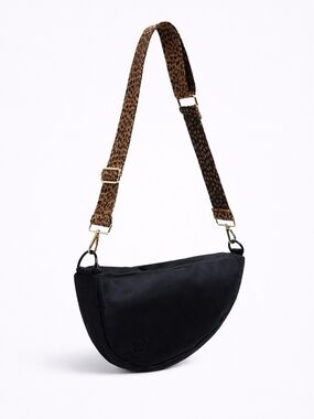 Black Citymouse Classic Diaper Bag with Black and Leopard Strap